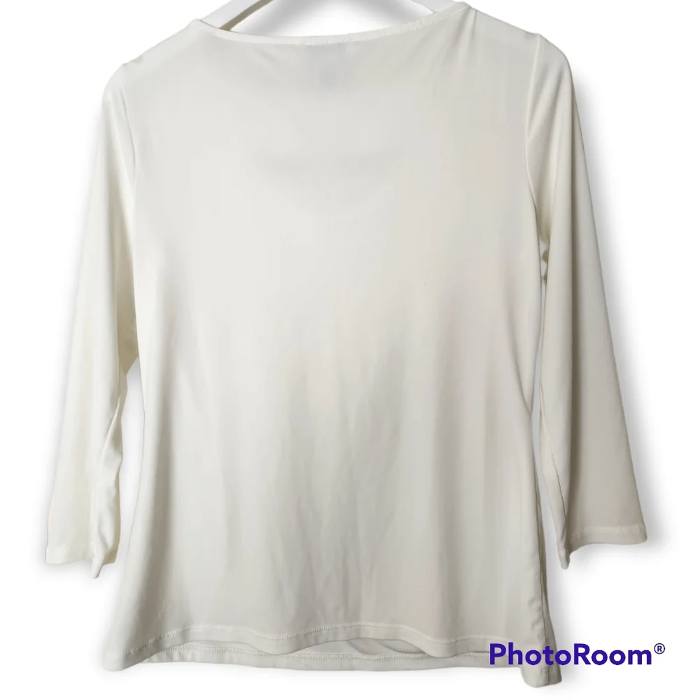Carmen Marc Valvo Ivory cutout blouse size medium - Picture 6 of 9